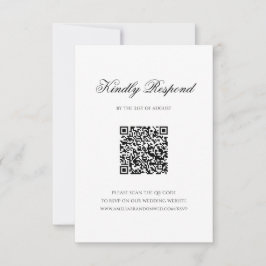 Formale Schwarz-Weiß-QR-Code-Monogramm-Hochzeit RSVP Karte