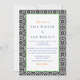 Formale Schwarz-Weiß-Tile-Hochzeit Einladung