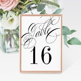 Formale Schwarz-Weiß-Tischnummer-Karte - Bestellun Tischnummer