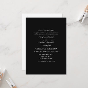 Formale schwarze Hochzeit Eltern Ein-Ort-Einladung Einladung