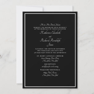 Formale schwarze Hochzeit Eltern Einladung