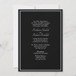 Formale schwarze Hochzeit mit beiden Elternteilen Einladung