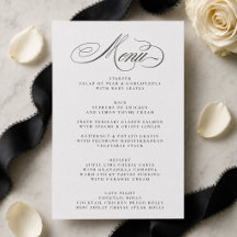 Formale schwarze Letterpress-Hochzeits-Menükarte