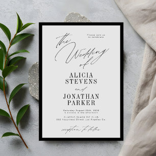 Formale schwarze und graue klassische Typografie-H Einladung
