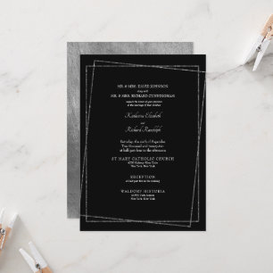 Formale schwarze und metallisch silberne geometris einladung