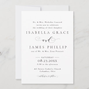 Formale schwarze und weiße Hochzeit Einladung