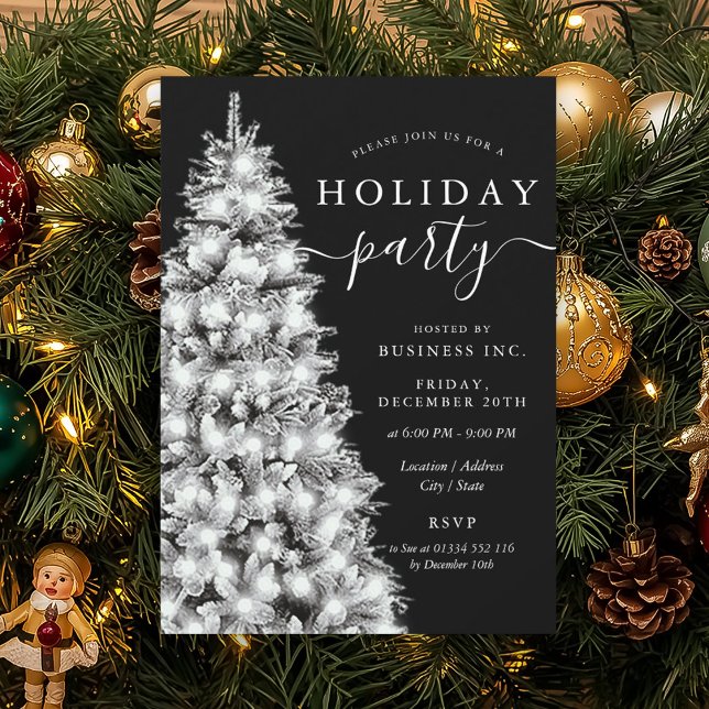Formale Silber-Weihnachtsbaum-Unternehmensfeier Einladung (Formal Silver Xmas Tree Corporate Holiday Party Invitation)