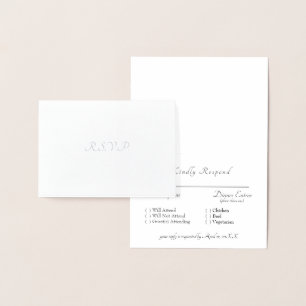 Formale silberne Folie-RSVP-Hochzeit Folienkarte