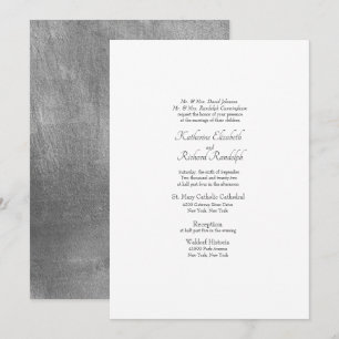 Formale silberne und weiße Hochzeitseinladung Einladung