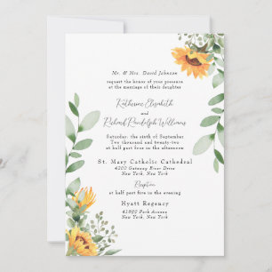 Formale Sonnenblumen-Hochzeit Braut Eltern aufgefü Einladung