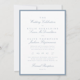 Formale staubblaue Hochzeitseinladung Einladung
