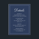 Formale traditionelle Elegant Navy Blue Wedding Begleitkarte<br><div class="desc">Traditionell marineblaue Hochzeitskassenkarte mit einem einfachen Design mit "Details" in einer eleganten Kalligraphie innerhalb eines dünnen Randes. Die Vorlage ermöglicht Ihnen,  wichtige Informationen über Ihren besonderen Tag zu teilen. Dieses klassische Design ist perfekt für eine formelle Hochzeit.</div>