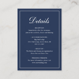 Formale traditionelle Elegant Navy Blue Wedding Begleitkarte