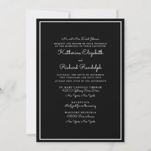 Formale und elegante Eltern schwarze Hochzeit Einladung