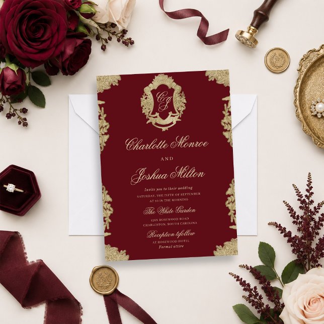 Formale Vintage-Hochzeitseinladung mit Monogramm Einladung (Von Creator hochgeladen)
