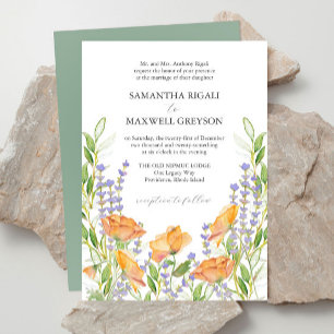 Formale Wasserfarben-Blumen-Hochzeitseinladungen Einladung