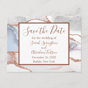 Formale weiße Achat-Save-the-Date-Postkarten Postkarte