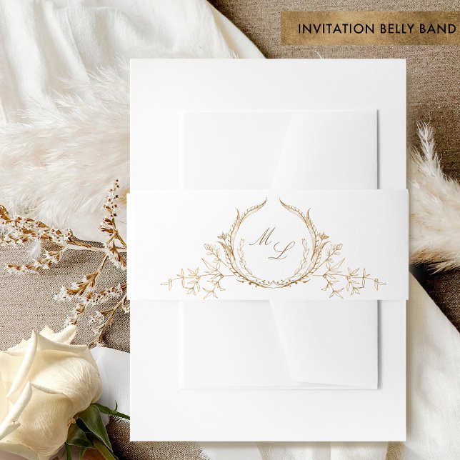 Formale White- und Gold-Wedding-Monogram-Kalligraf Einladungsbanderole (Von Creator hochgeladen)