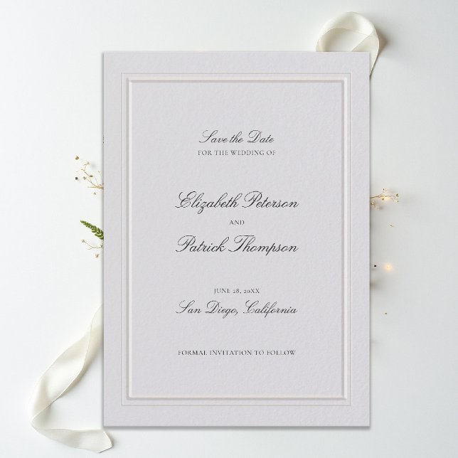 Formaler moderner klassischer eleganter Rahmen elf Save The Date (modern classic wedding invitation double frame elevated ivory formal traditional calligraphy )