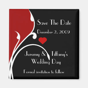 Formaler roter und schwarzer Save the Date Magnet