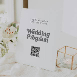 Formales einfaches QR-Code-Hochzeitsprogramm Sockelschild