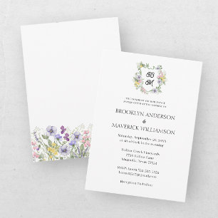 Formales florales Monogramm-Wappen zur Hochzeit Einladung