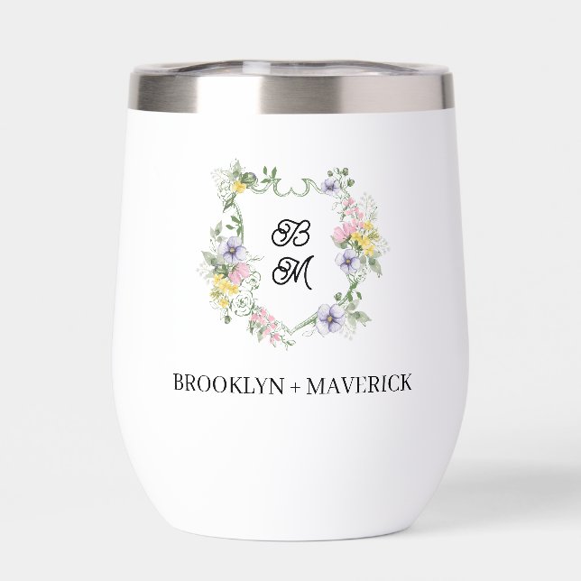 Formales florales Monogrammwappen Hochzeit (Rückseite)