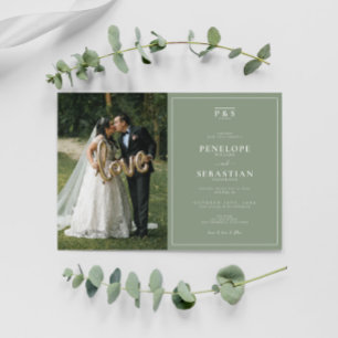 Formales Foto-Hochzeit in eleganten Sage Green Mon Einladung