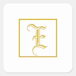 Formales Gold White Monogram Square Sticker