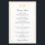 Formales Hochzeitsmenü der Gold Monogram<br><div class="desc">Elegantes Hochzeitsmenü mit Monogramm und einer Grenze in Imitat Gold. Die Header und Ihre Namen sind in Kalligraphie. Diese einfachen und klassischen Hochzeitsmenüs eignen sich hervorragend für eine feierliche Hochzeit und sind auf Papierbögen für eine günstige,  preisgünstige Option gedruckt.</div>
