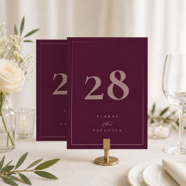 Formales Hochzeitstisch-Nummernschild Burgunderrot Einladung