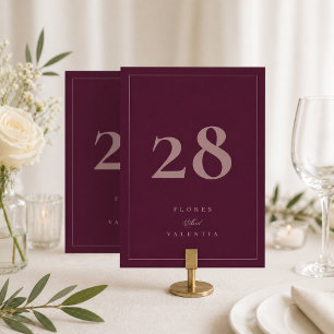 Formales Hochzeitstisch-Nummernschild Burgunderrot Einladung