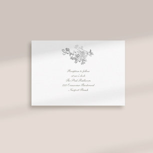Formales Imitat Embossed Peony Ivory Empfang Hochz Begleitkarte