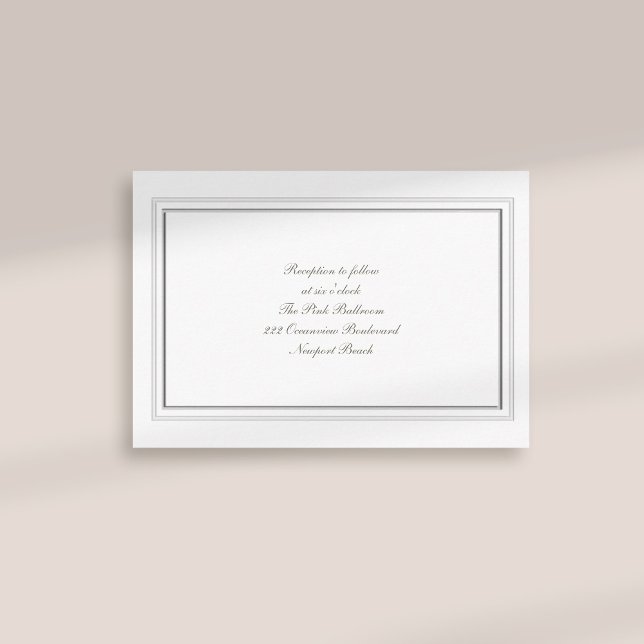 Formales Imitat mit Rahmen Elfenbeinkühe Hochzeit Begleitkarte (formal traditional elegant calligraphy wedding reception card faux embossed frame ivory classic)