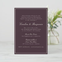 Formales klassisches Border-Script-Plum-Hochzeitsw