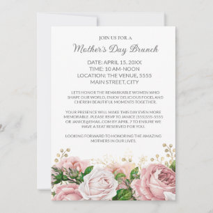 Formales Muttertags-Brunch Pink Floral  Einladung