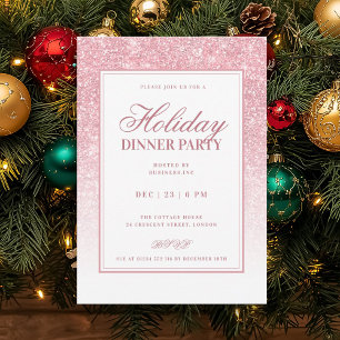 Formales Roségold-Faux-Glitter-Festtags-Dinner Einladung