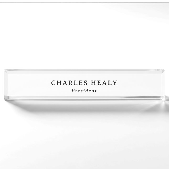 Formales schwarzes Acrylschild Namensplakette (Vorderseite)
