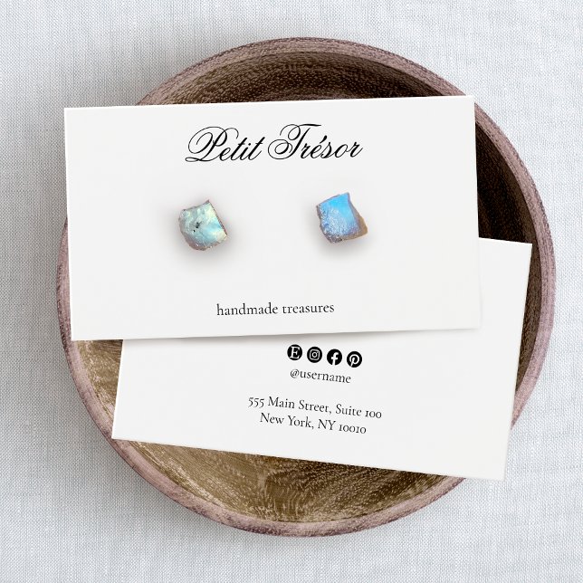 Formales Skript Elegante weiße Ohrring-Display-Kar (Von Creator hochgeladen)