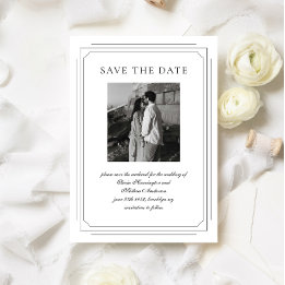 Formales Skript mit geometrischer Rahmen-Foto-Hoch Save The Date