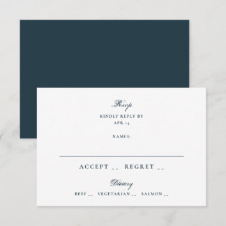 Formales, staubiges, marineblaues Hochzeitskleid RSVP Karte