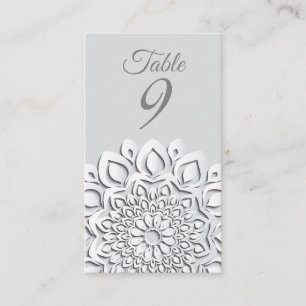 Formales weißes Papier geschnittenes Mandala Hochz Platzkarte