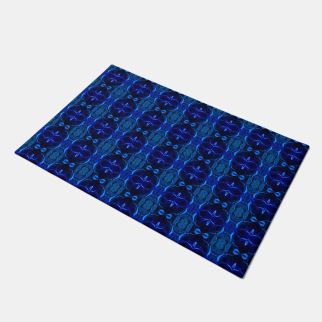 Formas, "traços azuis flutuam" em fundo azul? fußmatte (Schrägansicht)