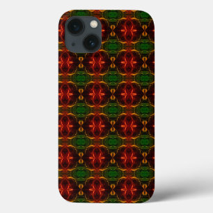 Formas, ‚traços vermelhos flutuam‘, em fundo verde Case-Mate iPhone hülle
