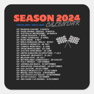 Formel 1, Saison 2024, Gand-Prix-Kalender Quadratischer Aufkleber