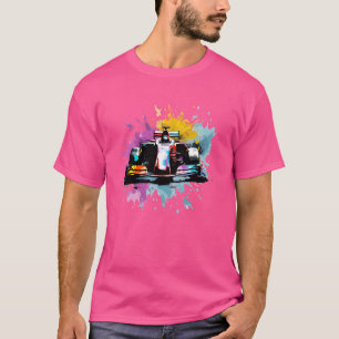 Formel Eins F1 Auto Lover farbenfroher Rennfahrer  T-Shirt