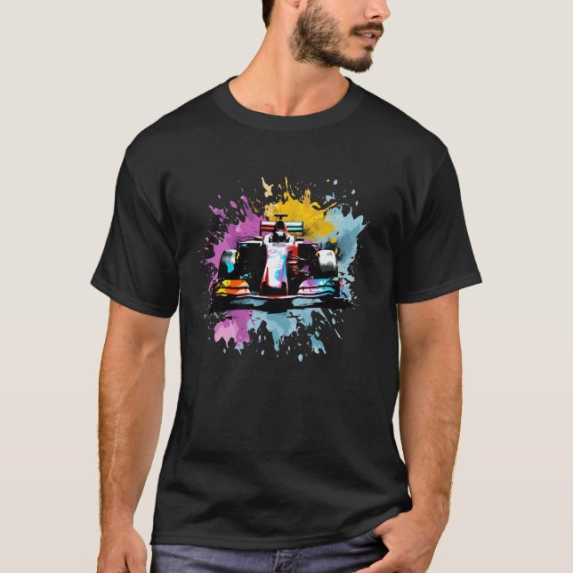Formel Eins F1 Auto Lover farbenfroher Rennfahrer  T-Shirt (Vorderseite)