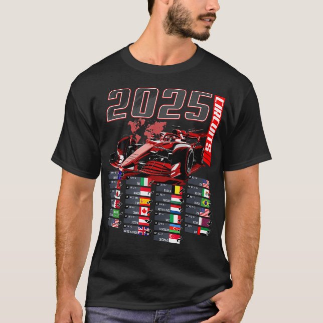 Formel-Fahrplan 2025 Rennen 2025 T-Shirt (Vorderseite)