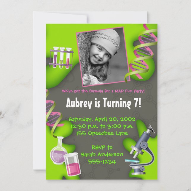 Formel für Spaß - Mädchen Einladung (Vorderseite)