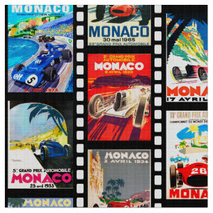 Formel Grand Prix Monaco Rennen Vintages Muster Stoff